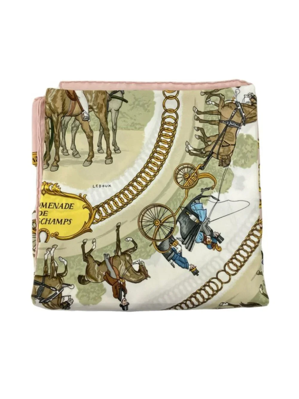 Hermes Scarf Carre 90 Walk to Long Chien Pink White - Picture 5 of 5